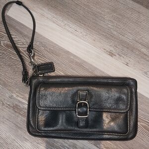 Coach Leather Wristlet, Black